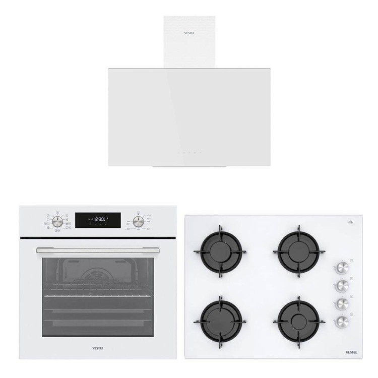 Vestel Ankastre - Eğik Beyaz Cam Ekonomik Set