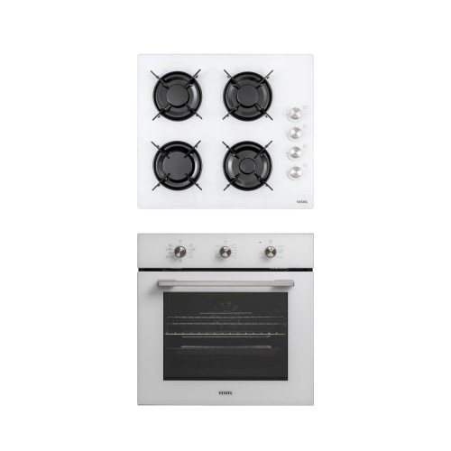Vestel 2'li Fırın Ocak Beyaz Ankastre Set (61041 B-DG ve 6682 B-LF)