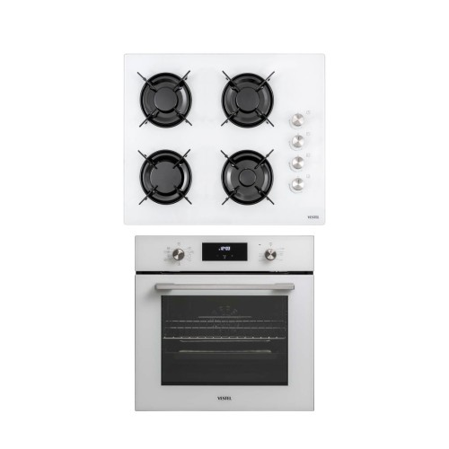Vestel 2'li Fırın Ocak Beyaz Ankastre Set (65104 B-T ve 7841 B)