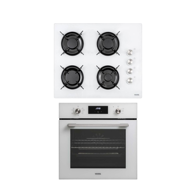 Vestel 2'li Fırın Ocak Beyaz Ankastre Set (65104 B-T ve 7841 B)