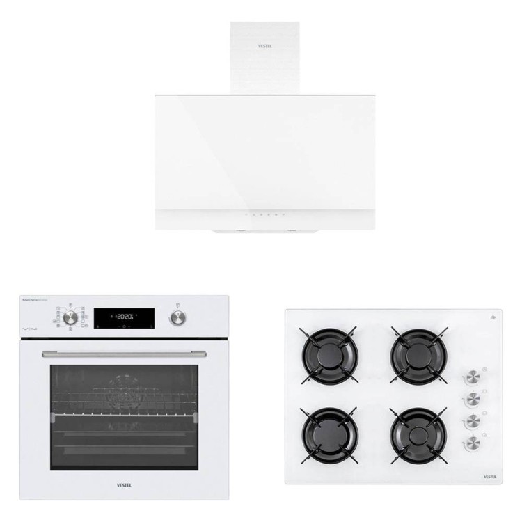 Vestel Ankastre - Eğik Beyaz Buharlı Set