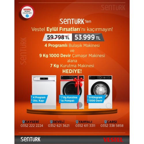 Vestel 2'li Beyaz Eşya Seti (BM 42132 Bulaşık + CMI 97402 Çamaşır)
