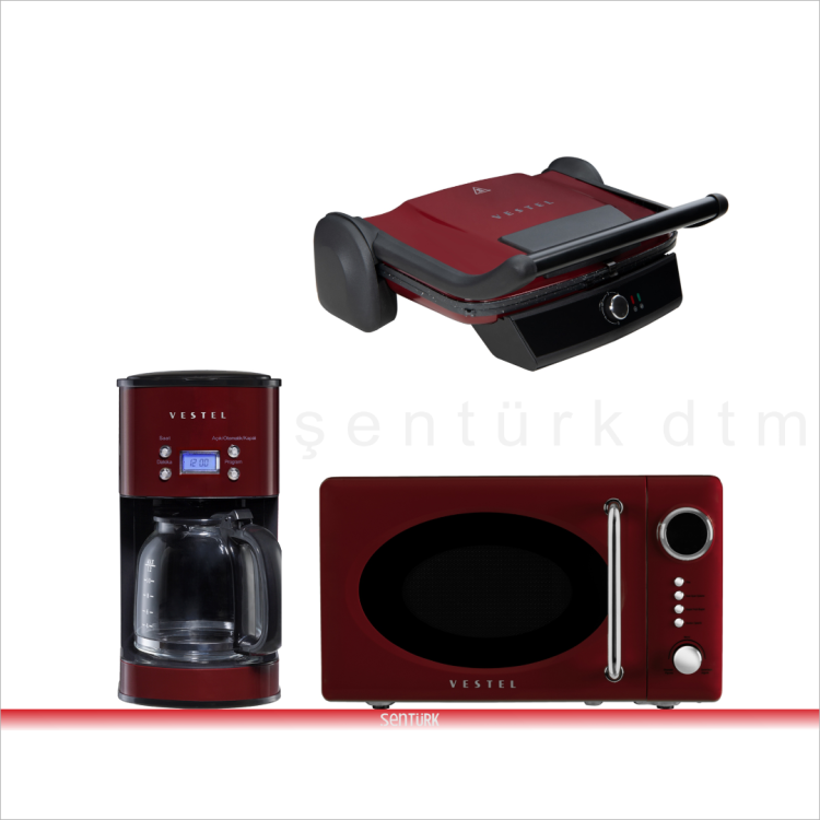 Vestel Retro Bordo Küçük Ev Aletleri Seti